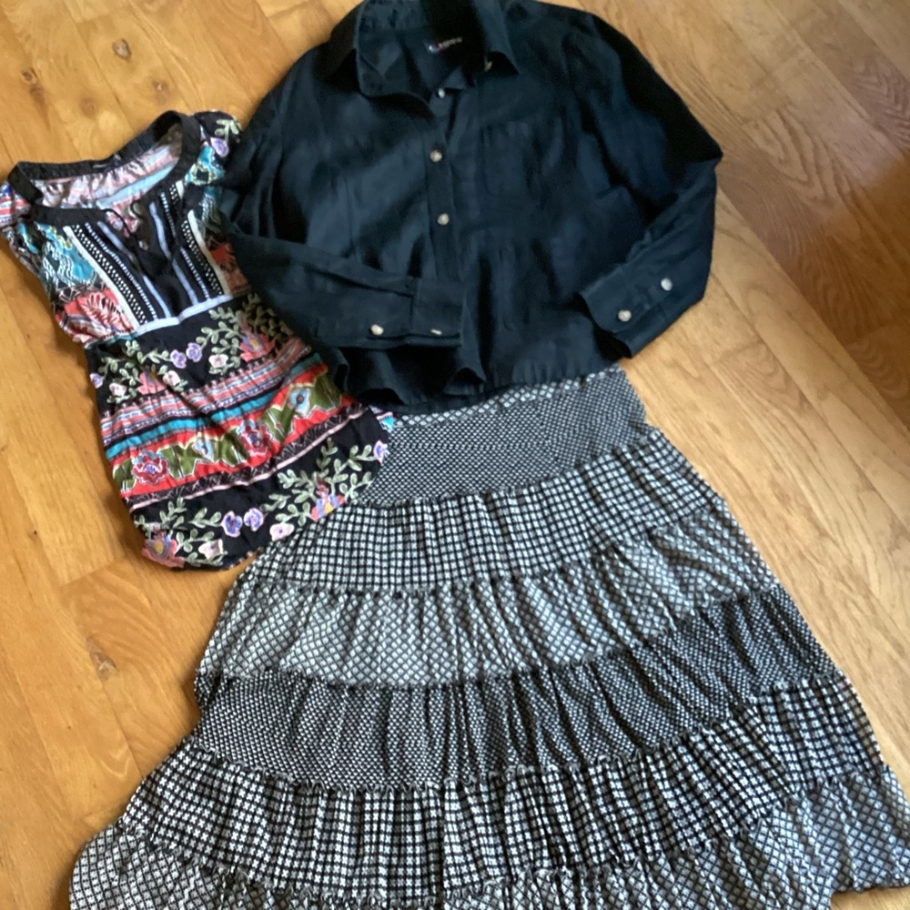 Gypsy SKIRT Tiers Black White Skirt Sz M Studio M